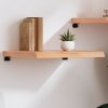 Półka, brązowa, 60x50x(2-6) cm, lakierowane lite drewno dębowe