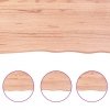 Półka, brązowa, 140x50x(2-4) cm, lakierowane lite drewno dębowe