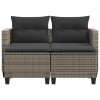 2-osobowa sofa ogrodowa z podnóżkami, szara, polirattan