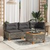 3-osobowa sofa ogrodowa z poduszkami, szara, polirattan