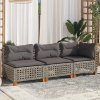 3-osobowa sofa ogrodowa z poduszkami, szara, polirattan