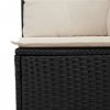 Sofa ogrodowa z poduszkami, 3-osobowa, czarna, polirattan