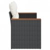 Sofa ogrodowa z poduszkami, 2-osobowa, czarna, polirattan