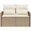 Sofa ogrodowa z poduszkami, 2-osobowa, beżowa, polirattan