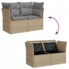 Sofa ogrodowa z poduszkami, 2-osobowa, beżowa, polirattan