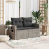 Sofa ogrodowa z poduszkami, 2-osobowa, szara, polirattan