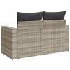 Sofa ogrodowa z poduszkami, 2-osobowa, jasnoszara, polirattan
