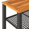Stolik ogrodowy, czarny, 70x38x42 cm, polirattan i akacja