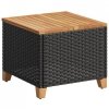Stolik ogrodowy, czarny, 45x45x37 cm, polirattan i akacja
