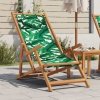 Składane krzesło plażowe, wzór w liście, eukaliptus i tkanina
