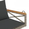 Ławka bujana z poduszkami, szara, 109x62x40 cm, polirattan