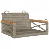 Ławka bujana, szara, 63x62x40 cm, polirattan