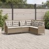 Narożna sofa ogrodowa z poduszkami, beżowa, polirattan