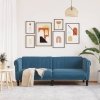Sofa 3-osobowa, niebieska, tapicerowana aksamitem