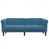 Sofa 3-osobowa, niebieska, tapicerowana aksamitem