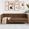 Sofa 3-os., brązowa, sztuczna skóra zamszowa