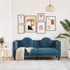 Sofa 2-osobowa z poduszkami, niebieska, aksamit