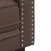 Sofa Chesterfield, 3-os., brązowa, tapicerowana sztuczną skórą