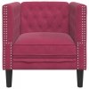 Fotel Chesterfield, winna czerwień, tapicerowany aksamitem
