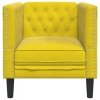 Fotel Chesterfield, żółty, tapicerowany aksamitem