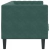 Sofa Chesterfield z wałkami, 3-osobowa, ciemnozielona, aksamit