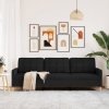 Sofa 3-osobowa, czarna, 210 cm, tapicerowana tkaniną