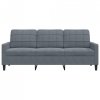 Sofa 3-osobowa, ciemnoszara, 180 cm, obita aksamitem