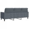 Sofa 3-osobowa, ciemnoszara, 180 cm, obita aksamitem