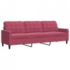 Sofa 3-osobowa, winna czerwień, 210 cm, obita aksamitem