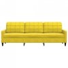 Sofa 3-osobowa, żółty, 210 cm, tapicerowana aksamitem