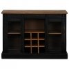 Komoda HALDEN 2 Drzwi przesuwne Czarny 112x40x80 cm Drewno lite
