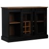 Komoda HALDEN 2 Drzwi przesuwne Czarny 112x40x80 cm Drewno lite