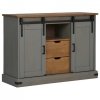 Komoda HALDEN 2 Drzwi przesuwne Szara 112x40x80 cm Drewno lite