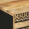 Szafka nocna, czarna, 50x33x60 cm, lite surowe drewno mango