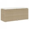 Ławka ogrodowa z poduszką beżowa 110x40x44 cm polirattan