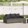3-osobowa sofa ogrodowa z poduszkami, szara, polirattan