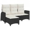 Rozkładana Sofa Ogrodowa z Poduszkami L-kształtna Czarna