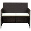 2-osobowa sofa ogrodowa z poduszkami, polirattan, brązowa