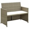 2-osobowa sofa ogrodowa z poduszkami, polirattan, beżowa