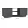 Szafka pod telewizor, szara, 110x30x40 cm, lite drewno sosnowe