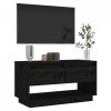 Szafka pod telewizor, czarna, 74x34x40 cm, lite drewno sosnowe