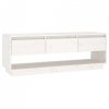 Szafka pod telewizor, biała 110,5x34x40 cm, lite drewno sosnowe