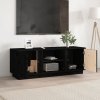 Szafka pod TV, czarna, 110x35x40,5 cm, lite drewno sosnowe