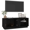 Szafka pod TV, czarna, 105x34x40 cm, lite drewno sosnowe