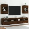 Ścienne szafki TV z LED, 2 szt., brązowy dąb, 40x30x60,5 cm