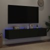 Ścienne szafki TV z LED, 2 szt., czarne, 80x35x31 cm