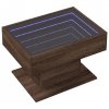 Stolik kawowy z LED, brązowy dąb, 70x50x45 cm