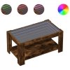Stolik kawowy z LED, opalany dąb, 93x53x45 cm