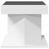 Stolik kawowy z LED, biały 50x50x45 cm, materiał drewnopochodny