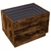 Stolik kawowy z LED Infinity, przydymiony dąb, 70x50x50 cm